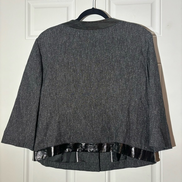 NWT Worthington Grey Tweed Cropped Jacket w/Patent Leather Trim, Size XL - Picture 7 of 10